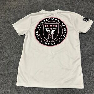 Inter Miami CF MLS Youth Soccer Jersey Shirt White Pink Kids Size 9-10 Years
